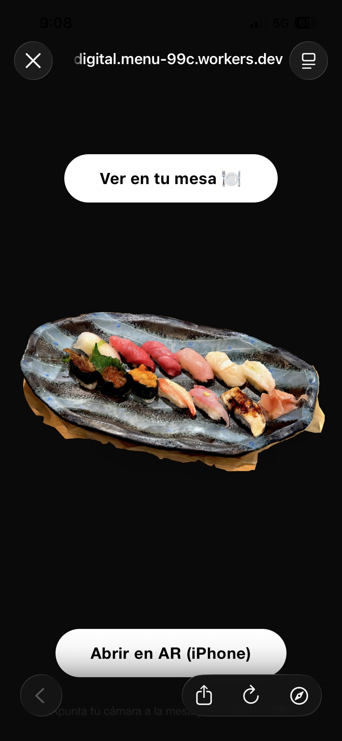 Vista web de sushi en 3D